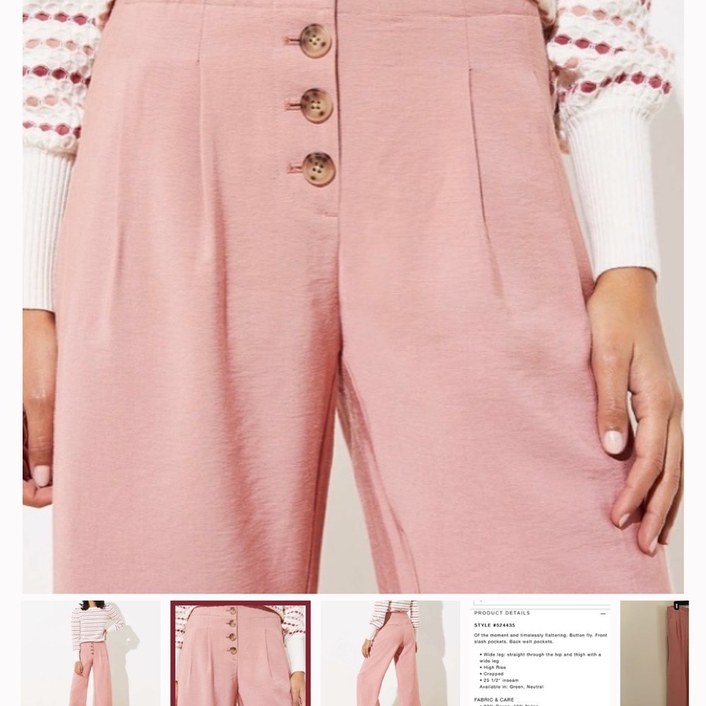 NWT Salmon/Pink Wide Leg Loft Cropped Trousers